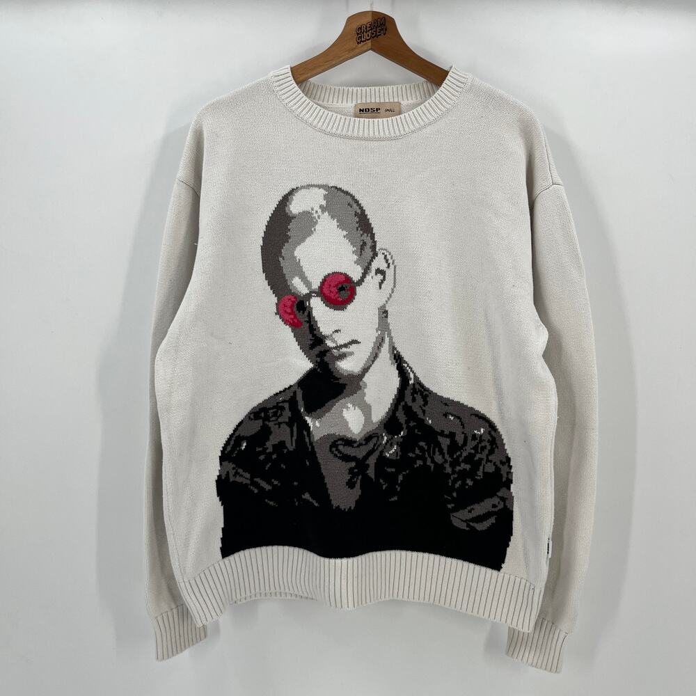 New Day Same Pain NDSP Natural Born Killers Knit Sweater in White S